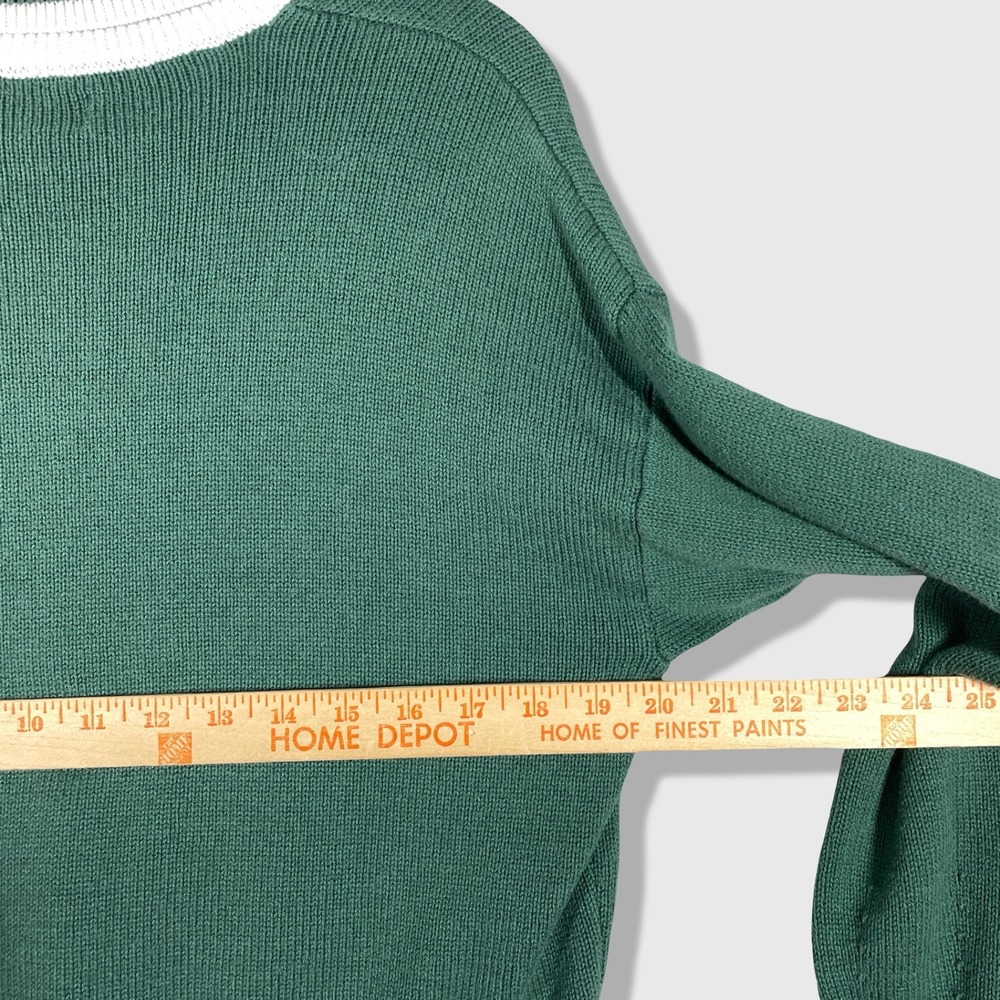 Hollister V-Neck Sweater Women S Green Collegiate Preppy Varsity Crop Pullover - Picture 6 of 8